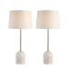 Two table lamps with marble bases on a white background
