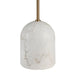 Marble-textured table light with gold fixture on a white background