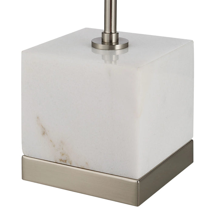 Edessa Table Lamp – White Marble & Brushed Nickel