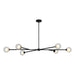 Modern black chandelier with multiple light bulbs on a white background