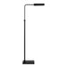 Black floor lamp with adjustable arm on a white background