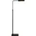 Black floor lamp with adjustable arm on a white background