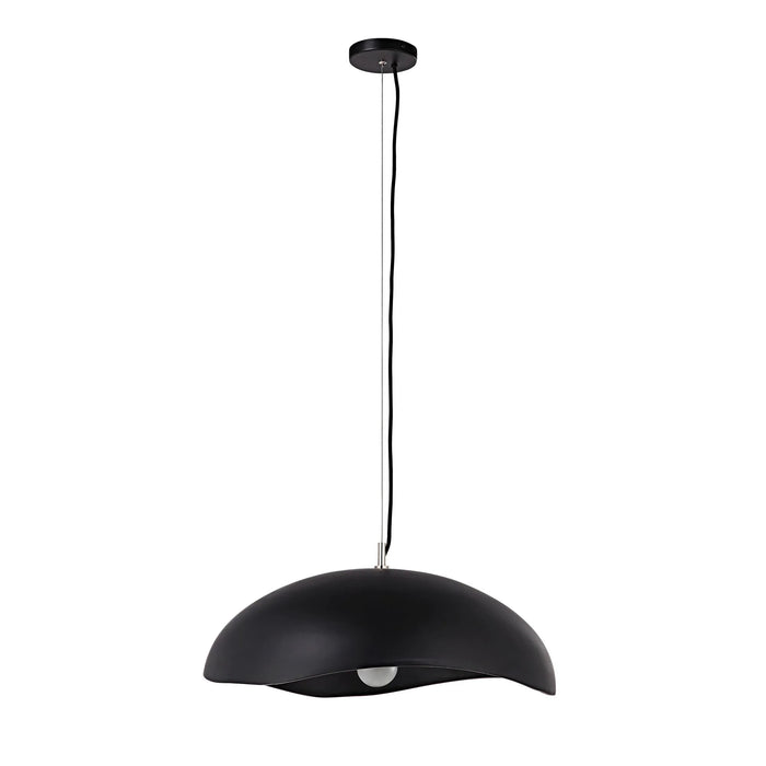 Black pendant dome light on a white background