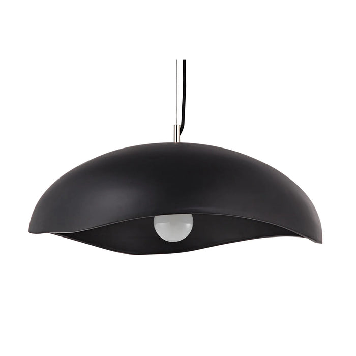 Black pendant dome light on a white background