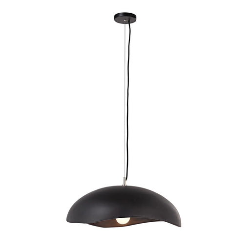 Black pendant dome light on a white background