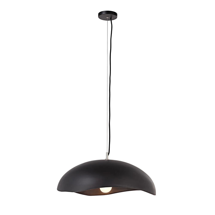 Black pendant dome light on a white background