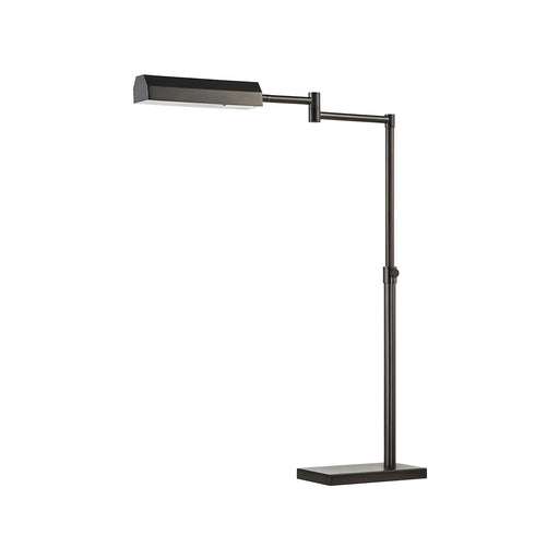 Black adjustable desk task lamp on a white background