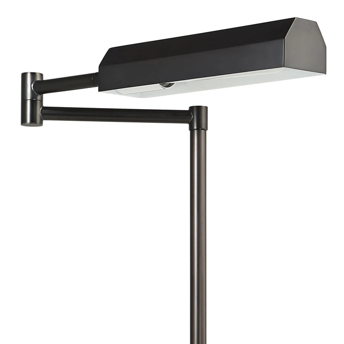 Modern table task lamp with a black arm on a white background