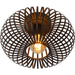 Decorative ceiling light fixture with woven design on a white background