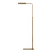 Antique brass floor lamp with adjustable arm on a white background