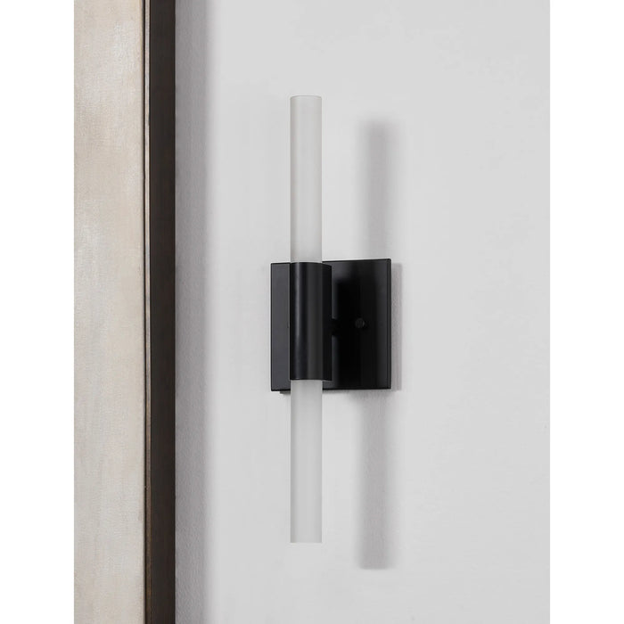 Lina Wall Sconce – Matte Black & Etched Glass