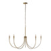 Gold chandelier with five arms on a white background