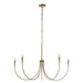 Gold chandelier with five arms on a white background