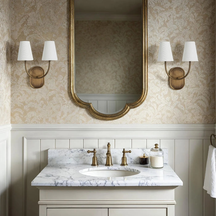 Maddie Wall Sconce – Double Arm in Antique Brass