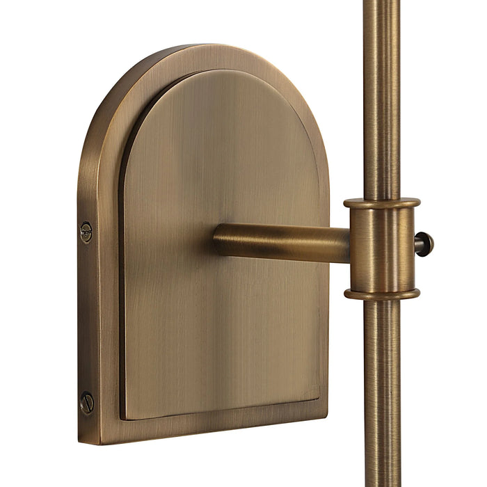 Montreux Wall Sconce – Antique Brushed Brass & Off-White Linen