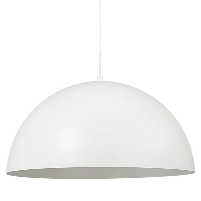 White pendant dome light on a white background