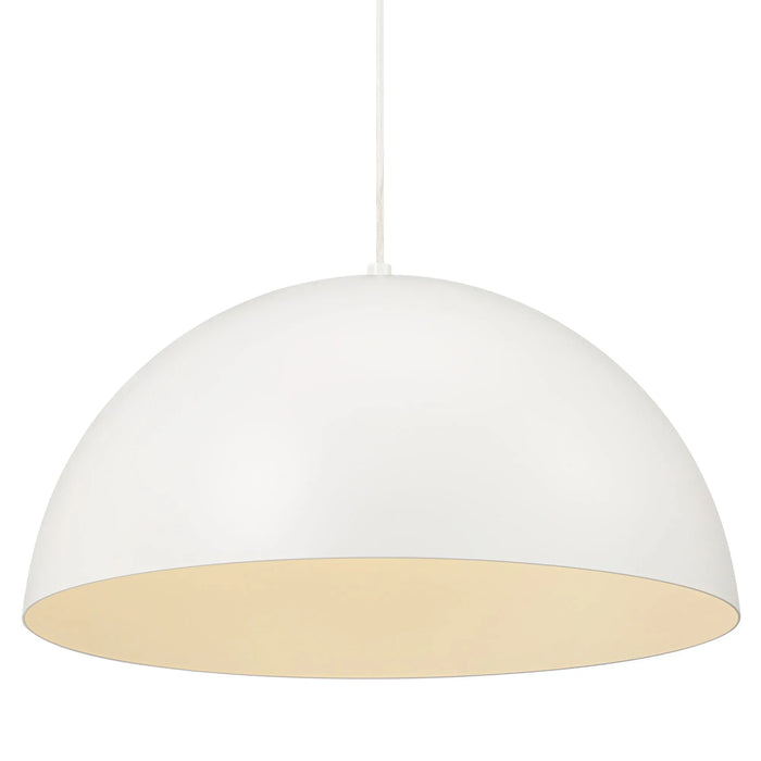White pendant dome light on a white background