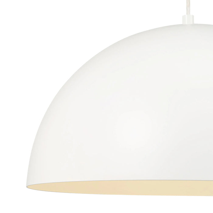 White pendant dome light on a white background
