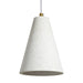 Concrete pendant light with gold accent on a white background