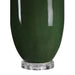 Green vase with a clear base on a white background