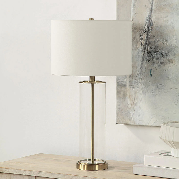 Saco Table Lamps – Clear Glass & Satin Brass (Set of 2)