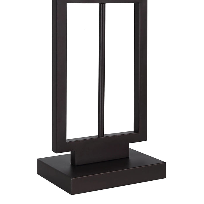 Black rectangular lamp base on a white background