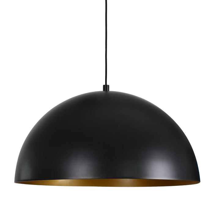 Black pendant lamp with a gold interior on a white background