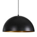 Black pendant lamp with a gold interior on a white background