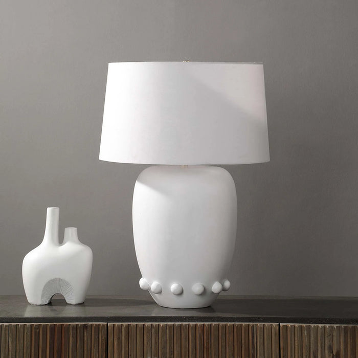 Trivor Table Lamp – Off-White Ceramic & Satin Brass