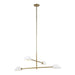 Modern pendant light with gold frame and white shades on a white background
