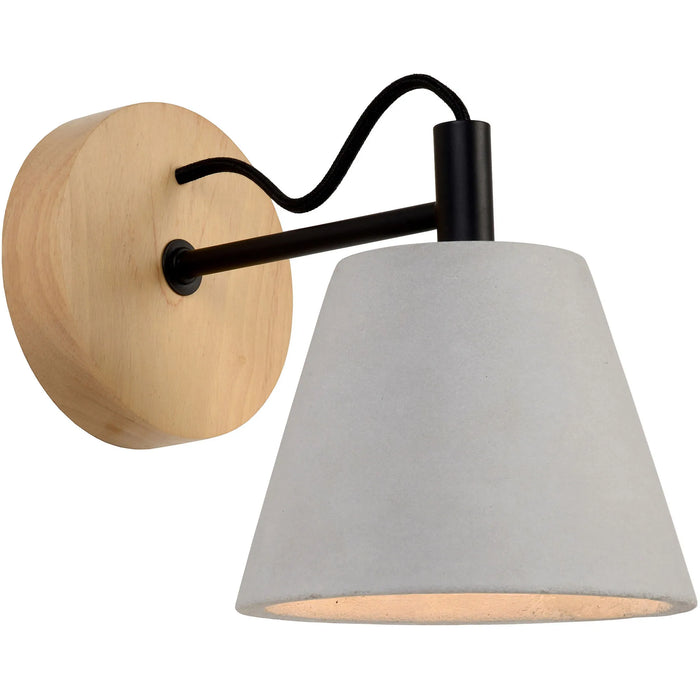 Turtle Bay Wall Sconce – Concrete & Wood with Black Accents