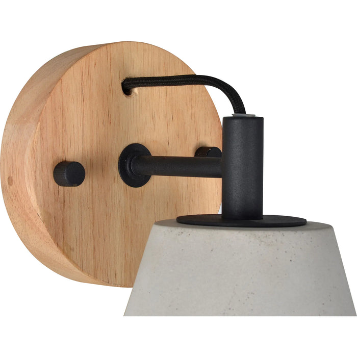 Turtle Bay Wall Sconce – Concrete & Wood with Black Accents