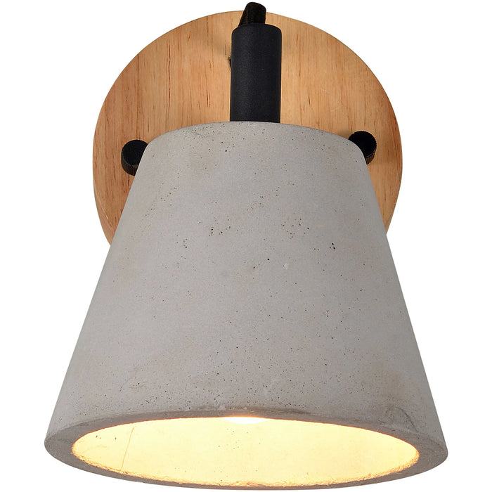 Turtle Bay Wall Sconce – Concrete & Wood with Black Accents