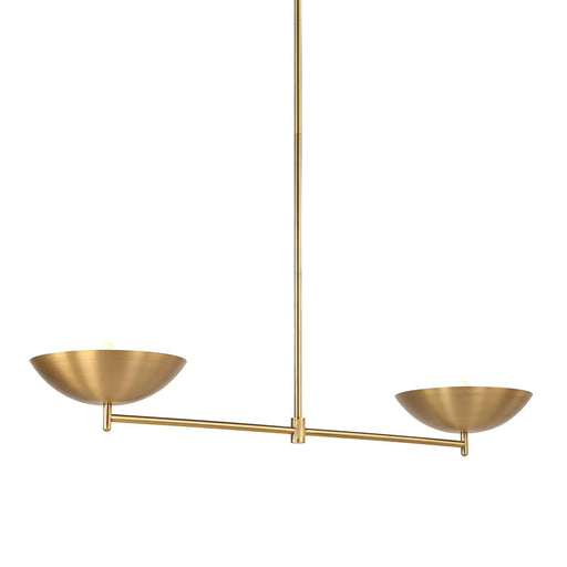 Gold pendant light fixture on a white background