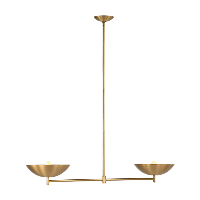 Gold pendant light fixture on a white background
