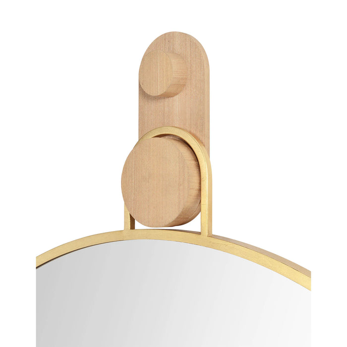 Kinsley Round Wall Mirror – Gold Leaf Frame with White Oak Accent