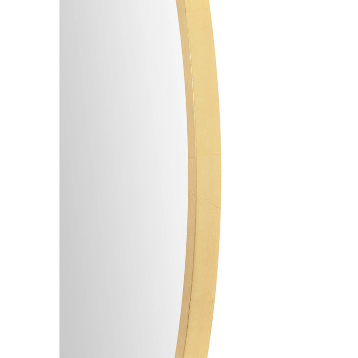 Kinsley Round Wall Mirror – Gold Leaf Frame with White Oak Accent