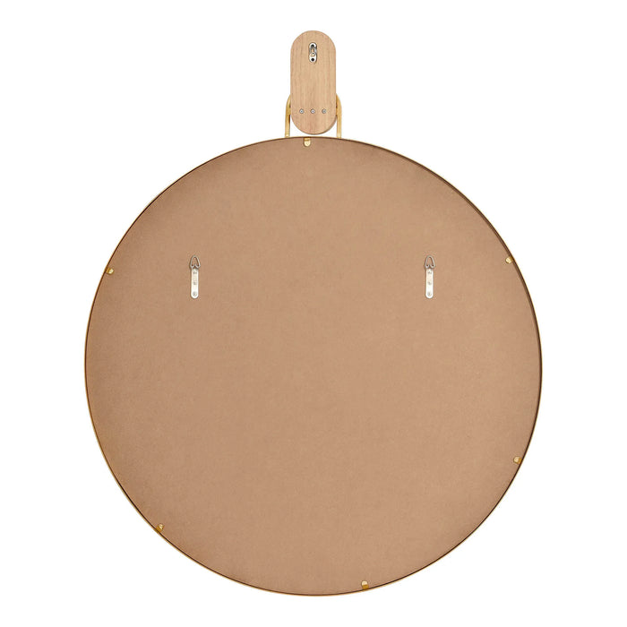 Kinsley Round Wall Mirror – Gold Leaf Frame with White Oak Accent
