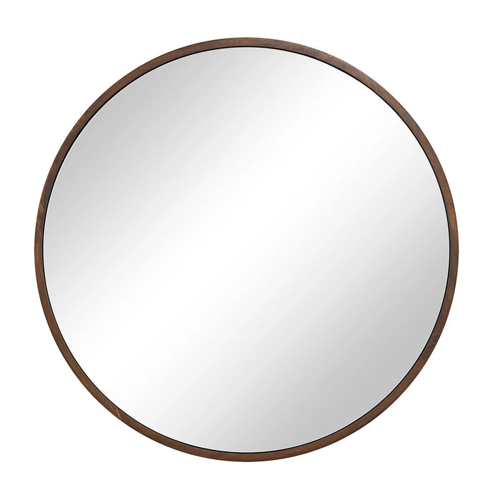 Modi Round Wall Mirror – Walnut-Finished Mimosaceae Wood