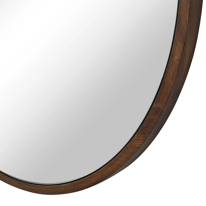 Modi Round Wall Mirror – Walnut-Finished Mimosaceae Wood