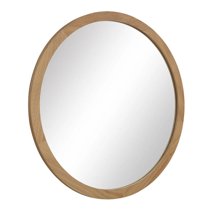 Noto Round Wall Mirror – Natural Pinewood Frame
