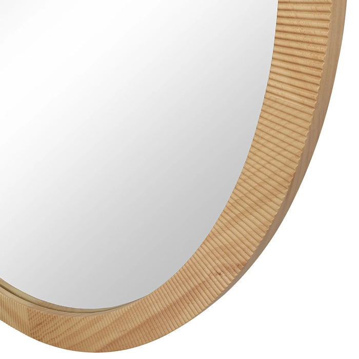 Noto Round Wall Mirror – Natural Pinewood Frame