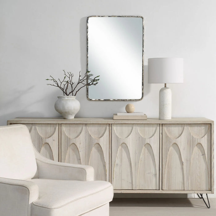 Pollonia Wall Mirror – Polished Nickel Cast Aluminum Frame