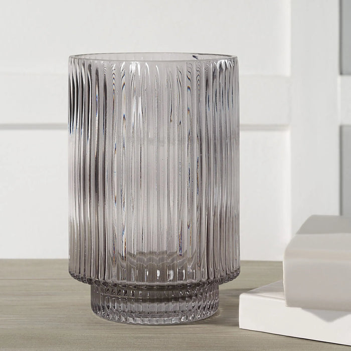 Amiens Grey Fluted Glass Vase
