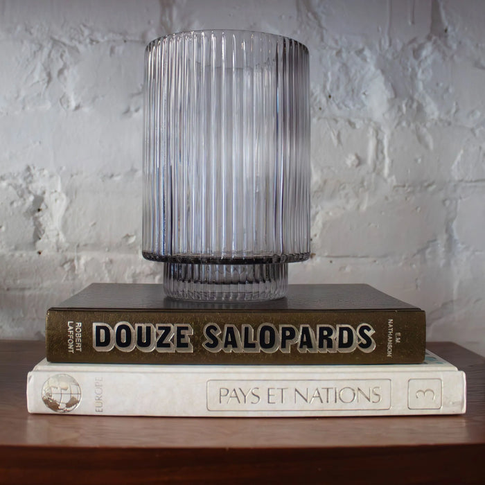 Amiens Grey Fluted Glass Vase