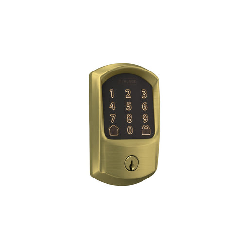 Schlage Encode Smart WiFi Deadbolt with Greenwich Trim - Satin Brass - Smart Lock