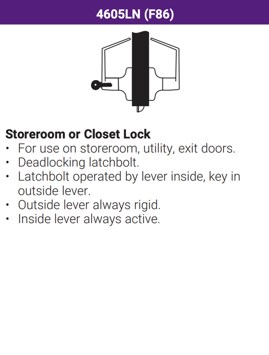 ACCENTRA 4605LN Grade 2 Storeroom Lever Lockset