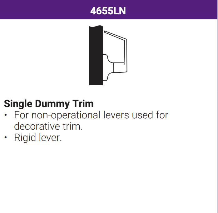 ACCENTRA 4655LN Single Dummy Lever Trim
