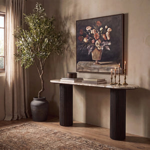 Renwil Lucente Beige Marble Console Table