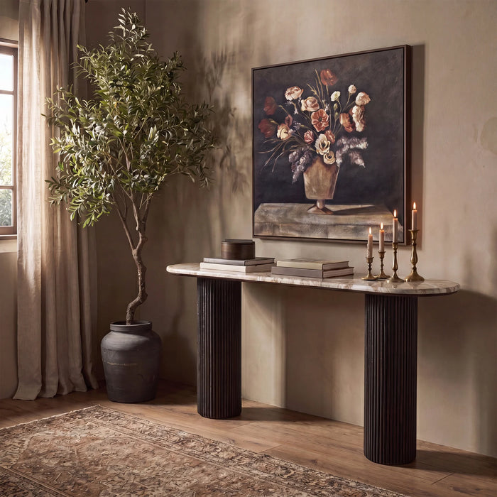 Console en travertin Bodin de Renwil